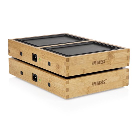 Princess Dinner4all Pure 104040 - Set gourmet - Teppanyaki - Grill & plancha - cordon de 2 mètres - 4 personnes - Bambou - extensible à 10 personnes