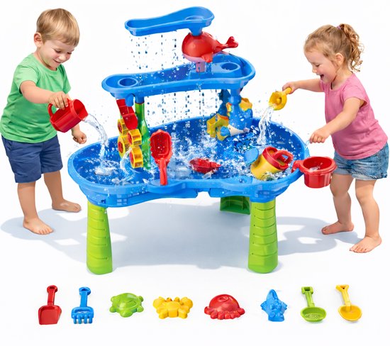 KidzKraze® Water Table L - Jouets d'extérieur - Jouets sensoriels - Table d'activité - Parcours d'eau - Table de sable pour enfants - Table de jeu d'eau - Accessoires inclus