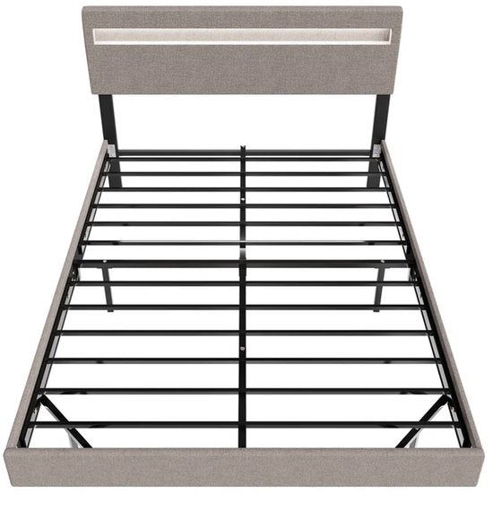 Lit suspendu Lisbon - 140x200cm - Cuir synthétique - Incl. LED - Beige
