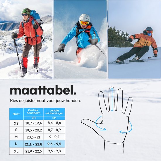 Gants chauffants - Light L - 3 réglages - Gants électriques - Résistant à l'eau et au vent - Gants chauffants rechargeables - Noir - Saaf Comfort