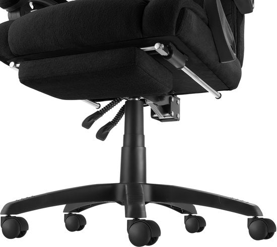 tectake® Luxury Office Chair - Chaise de direction ergonomique avec repose-pieds et repose-tête - Chaise de bureau ou de bureau avec revêtement en velours épais - Chaises de bureau pour adultes - Rotation douce, avec roulettes - Dossier et hauteur réglabl