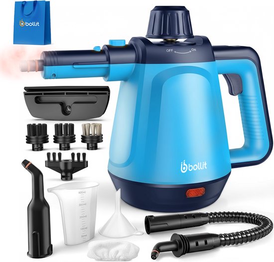 BOLLIT 1200W Steam Cleaner - Handheld Steam Cleaner - 3.5 Bar - Handheld Steamer - Stain Cleaner - Steam Cleaner - Carpet Cleaner - Extra Power Steam Cleaner : Floor, Sofa, Kitchen Bathroom & Carpet Cleaning - Incl. Storage Bag
