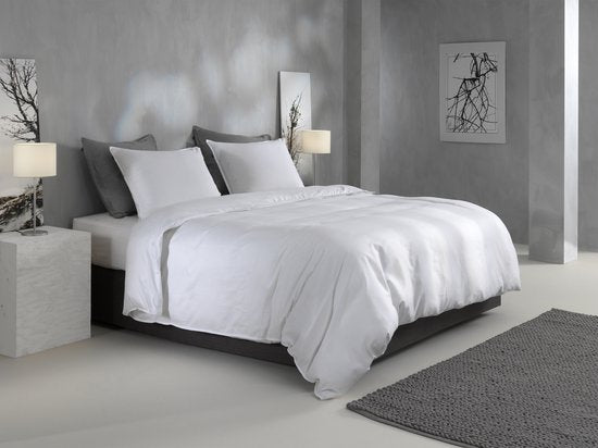 ZoHome Satinado Housse de couette - Double - 200x200/220 cm - Blanc
