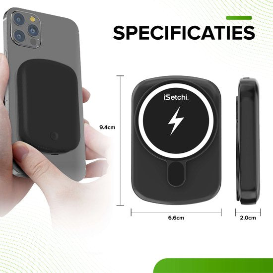 iSetchi Powerbank 10000 mAh - Petit - 20W USB-C - MagSafe
