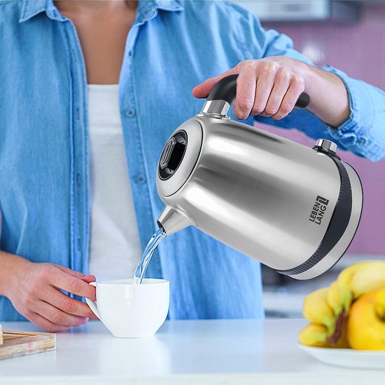 Bouilloire, acier inoxydable, réglage de la température, silencieuse, affichage de la température et fonction maintien au chaud, 1,7 litres & 2200 W, bouilloire électrique, bouilloire en acier inoxydable, rétro, sans plastique