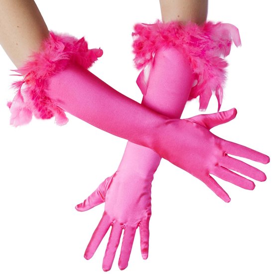 dressforfun - Longs gants en satin avec plumes roses - costume de déguisement halloween partywear carnaval partywear - 304593