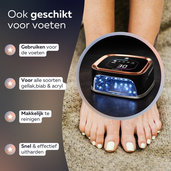 Beeperfect® Lampe UV Gel Nails - Lampe à ongles - Lampe à ongles UV Led - Séchoir à ongles - Sans fil - Intérieur réfléchissant - Or rose