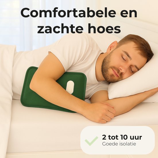 STAUS&BACH Aura - Bouillotte électrique avec manchon pour les mains - Polaire - Bouillotte pour bébé - Bouillotte pour bébé - Vert