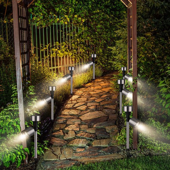 Monzana Set de 6 LED solaires - lumière de jardin - Acier inoxydable