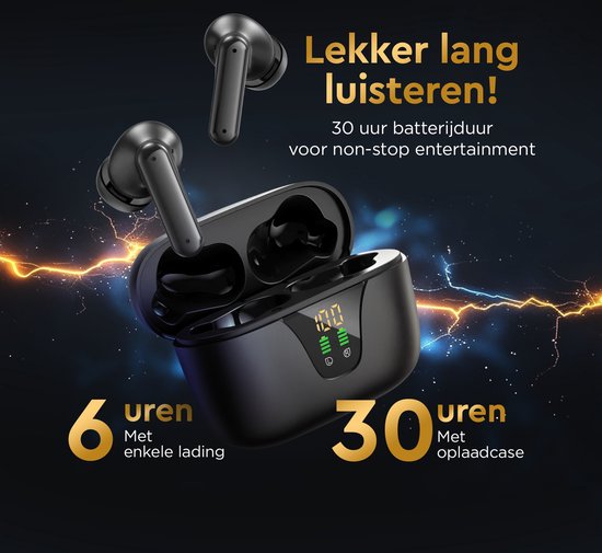 Écouteurs Golden Sound sans fil - Écouteurs sans fil - Écouteurs Bluetooth - Suppression active du bruit - Écouteurs pour le sport - Écran LED - Fonction tactile - Convient à tous les smartphones et ordinateurs portables