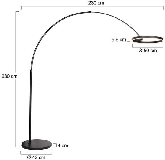 Steinhauer - lampadaire - Ringlux - noir - métal - lampe à arc - LED - 4130ZW