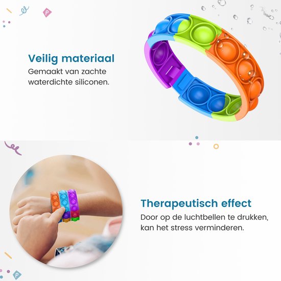 Partizzle 24x Fidget Toys Pop It Bracelets Kit - Bracelets à distribuer - Cadeaux de fin d'études - Pour les enfants et les tout-petits