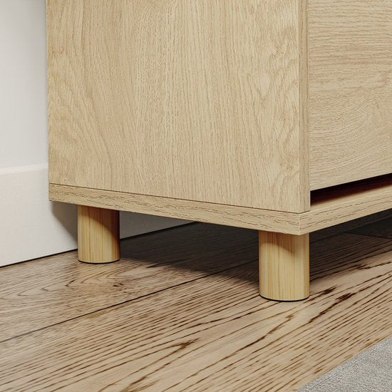 SoBuy - Banc à chaussures avec rangement - Chêne clair - 100x24x50 cm - 2 portes - Charge max. 237 kg
