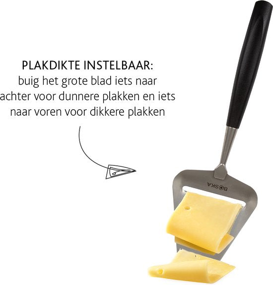 Boska Trancheur de fromage Milano+ - Trancheur de fromage à pâte dure - Lavable au lave-vaisselle - Trancheur de fromage Noir - Idées cadeaux - Ustensiles de cuisine - Accessoires de cuisine - Garantie 10 ans