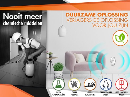 Lutte contre les nuisibles - Hillar - Son ultrasonique - Repousse des souris, fourmis, araignées, cafards, rats, moustiques - Insecticide ultrasonique - blanc