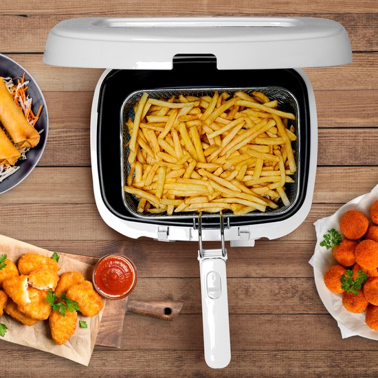 alpina Fryer 2.5 Liter - Friteuse avec couvercle - 1800W - Blanc
