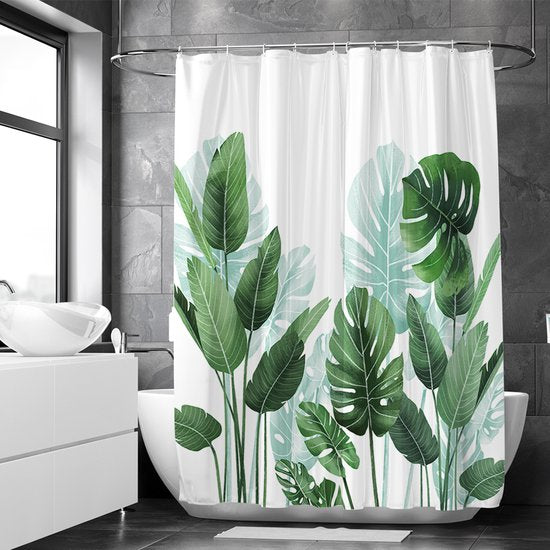 Loti Living Rideau de douche anti-moisissure - Strelitzia - Anneaux inclus - Imperméable - Polyester - Rideau de douche 180x200 cm