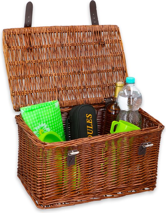 Bicycle Gear Wicker Bike Basket Front - Rattan Bike Basket Handlebar 30L - Baker Basket 45 x 30 x 25 cm - Bicycle Accessories Adults - Bike Basket for Grandma Bike, City Bike or Transport Bike