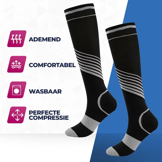 Chaussettes de compression Roegaarden - Chaussettes de compression - Chaussettes de soutien - Taille 40-44 - Noir