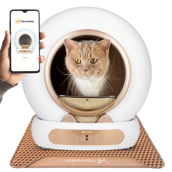 Quadruped Fresh 3 - Bac à litière automatique pour chat - autonettoyant - contrôlé par application - 65L - tapis et 3 rouleaux de sacs de ramassage inclus