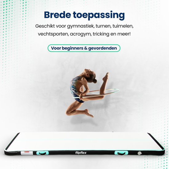 Flipflex Airtrack - Tapis de gymnastique - 3 mètres - 10cm d'épaisseur - tapis de gymnastique - avec mini-tour 600W - avec sac de transport de luxe - Gymnastique