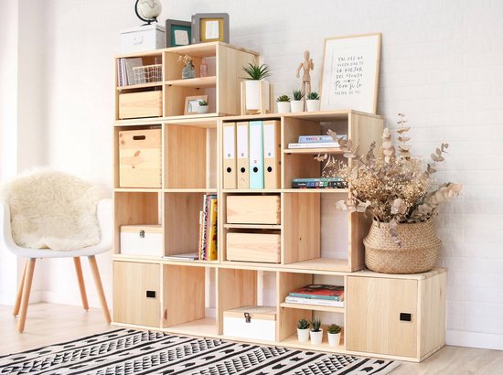 Astigarraga Meuble à compartiments ouvert - avec étagère - Pin PEFC - 36x36cm