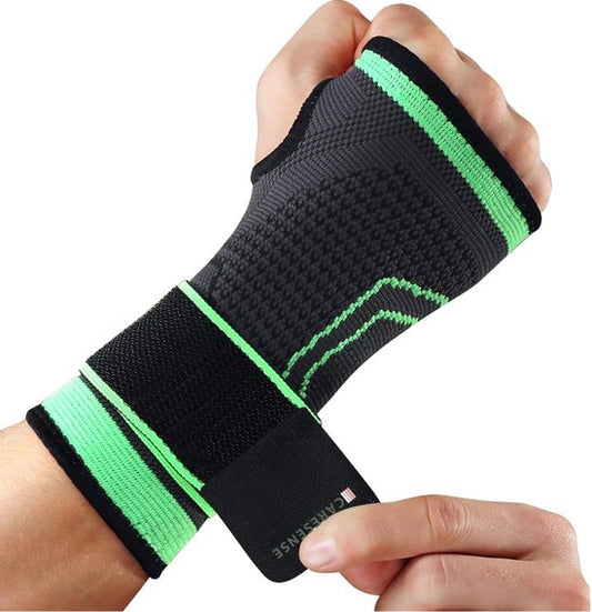 Caresense Wrist Brace - Pour l'arthrite, les douleurs articulaires, les entorses et les foulures - Attelle de poignet avec compression réglable - Soutien de la main droite ou gauche - Taille M