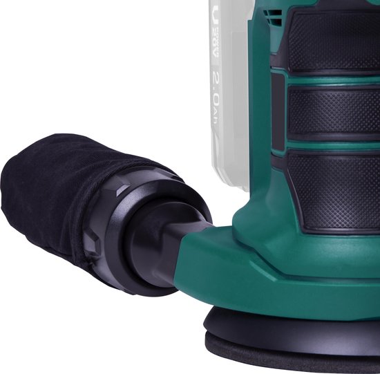 VONROC Random Orbit Sander - VPower 20V - Sans batterie ni chargeur - Ø125mm - Avec sac à poussière et 12 morceaux de papier de verre
