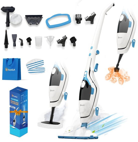 BOLLIT Nettoyeur vapeur 16 en 1 1500W - Nettoyeur vapeur à main - Nettoyeur de tapis - Nettoyeur de taches - Nettoyeur vapeur - Nettoyeur vapeur à main - Nettoyeur de sols - Vadrouille à vapeur - Nettoyage de sols, de canapés, de salles de bains et de tap