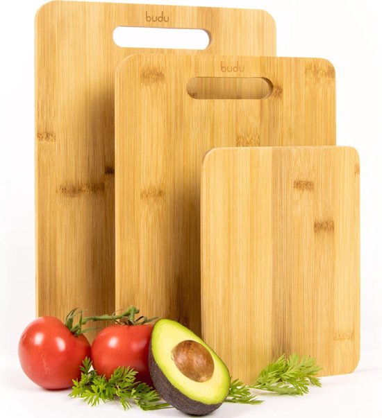 Budu Set de planches à découper 3 pièces - Planches à découper en bambou - Planches à découper en bois - Planches de cuisine