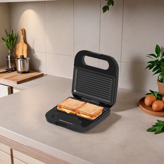 Inventum SG750B - Fer à toasti - Gril à panini - Gril 22,4 x 13 cm - Sans PFAS - Toasti maker - 750 watts - Noir