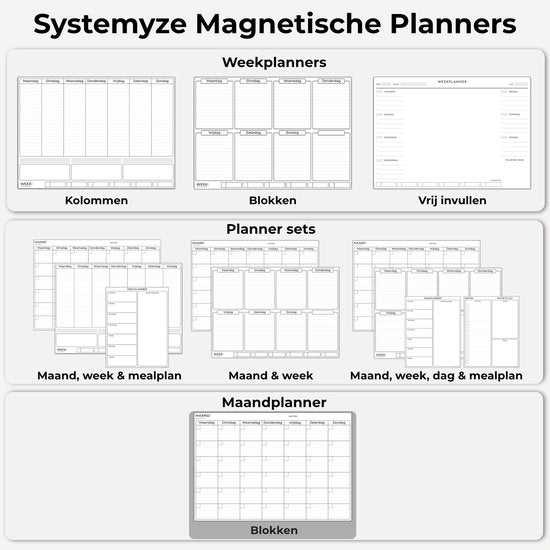 Systemyze Month Planner Whiteboard - Tableau magnétique de planification - Planificateur hebdomadaire magnétique - Incluant marqueurs et gomme - Format A3