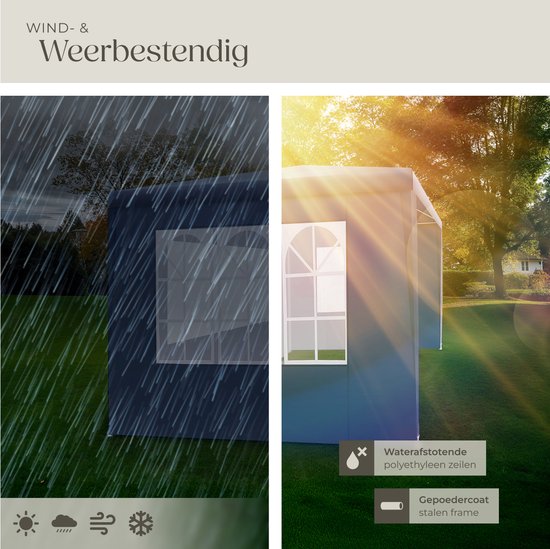 tectake® Pavillon - avec armature renforcée - Tente de réception 3x3 m - Bâche imperméable - Panneaux latéraux amovibles - Pavillon de jardin résistant aux intempéries - Lignes de tension et piquets inclus - Bleu - Tente pliante pop-up