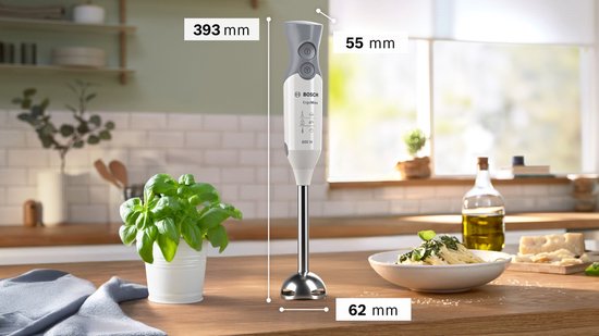 Bosch MSM66110 ErgoMixx - Mixeur plongeant - 600W - Avec gobelet doseur - Blanc/Gris