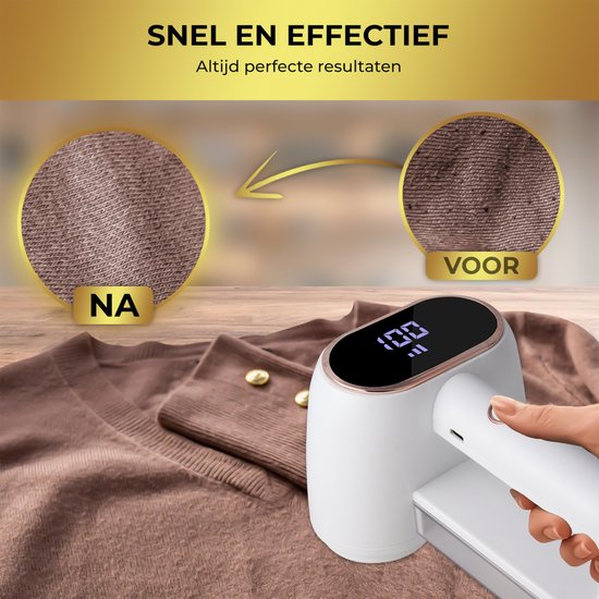MostEssential Premium Electric Lint Remover LR218 - Tondeuse à charpie - Fonction de charge rapide USB-C - Sans fil - Batterie 2000 mAh - 17 000 RPM - Édition DOUBLE Lame