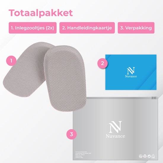 Semelles Nuvance - 2.5cm Heel booster - Heel pads - 2 Pieces - Size 36-40 - Men & Women - Heel insoles - Pink