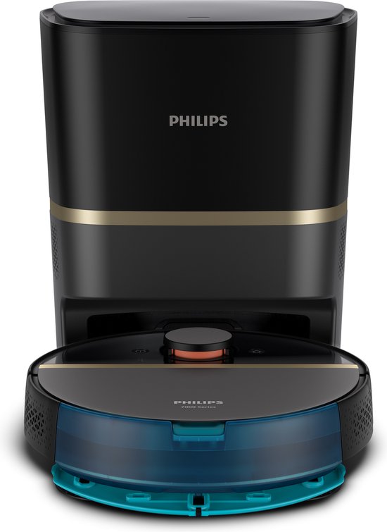 Robot aspirateur - Philips HomeRun Aqua 7000 Series XU7100/01 - Station de charge incluse - Noir/Or