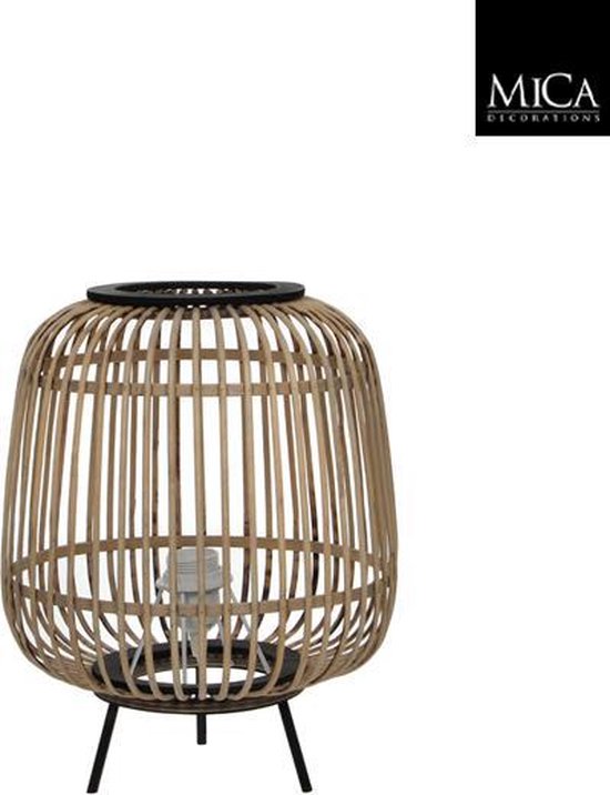 Lampe de table - Mica Decorations - H37 x Ø29 cm - Bambou - Marron clair