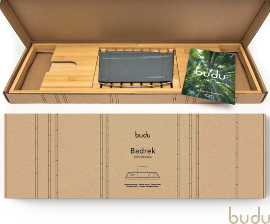 Budu Bath Board Bamboo - Planche de bain - Support de bain réglable - Planche de bain en bois - Support de bain - Planche de bain en bois - 70-105 cm