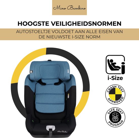 Siège auto Mino Bambino i-Size - Siège auto - Groupe 1/2/3 (76-150 cm) - Bleu