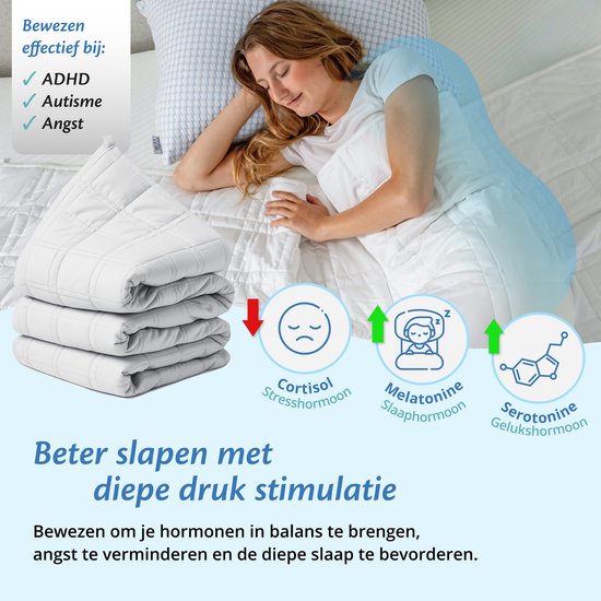 Couverture lestée Ella 9 kg - Couverture en coton OEKO-TEX 135 x 200cm - Couverture lestée - Blanc