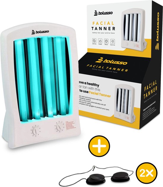 Bolusso Bronzage du visage - Bronzage du visage avec 2 lunettes de bronzage - Pour le visage et le décolleté - Solarium