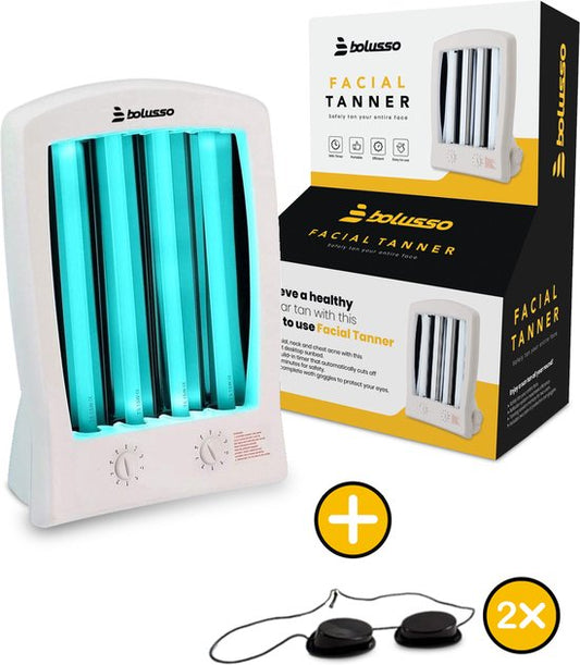 Bolusso Bronzage du visage - Bronzage du visage avec 2 lunettes de bronzage - Pour le visage et le décolleté - Solarium