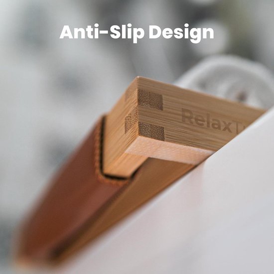RelaxTub® Bathboard - Planche de bain pour la salle de bain - Support de bain - Ajustable - Antidérapant - Planche de bain en bambou - Planche de bain en bois - Support de bain comprenant un porte-livre, un porte-tablette et un miroir