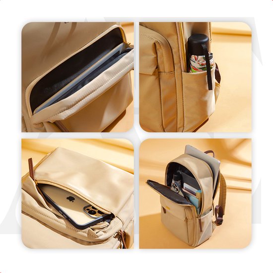 Aramae® - Sac à dos femme - Sacoche pour ordinateur portable 15,6 pouces - Sac à dos femme - Sac à dos fille - Sac à dos beige - Sac d'école