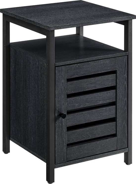 O'DADDY® Tables de chevet industrielles - table d'appoint - table de chevet avec porte et étagères - 40 x 40 x 60 cm - noir/gris foncé