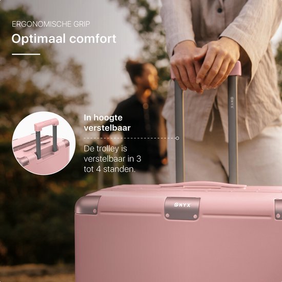 ONYX Hybrid Pro Check-in Suitcase Medium 70 Liter - Polycarbonate recyclé et design sans fermeture éclair - Valise de voyage avec serrure TSA et roues pivotantes - Candy Pink