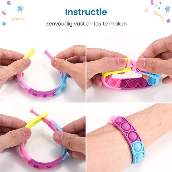 Partizzle 24x Fidget Toys Pop It Bracelets Kit - Bracelets à distribuer - Cadeaux de fin d'études - Pour les enfants et les tout-petits