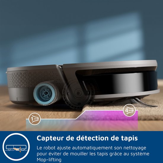 Robot aspirateur avec station d'accueil tout-en-un - PHILIPS - XU9100/10 - série 9000 - 8000 Pa - ≤ 66 dB - Métal gris