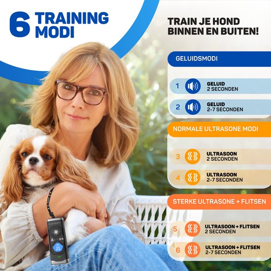 Vulpes Goods® Dispositif anti-aboiement à ultrasons - Dispositif anti-aboiement 4-en-1 Max - Sans choc - Collier anti-aboiement alternatif - pour petits et grands chiens - Audio - Lampe de poche - Lampe de poche - Rechargeable par USB